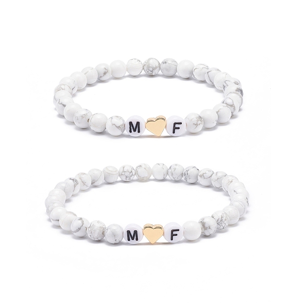 PandaHall 2Pcs Natural Howlite Stretch Bracelets Set, Heart & Word M and F Acrylic Beaded Couple Bracelets for Best Friends Lovers, Inner...
PandaHall 2Pcs Natural Howlite Stretch Bracelets Set, Heart & Word M and F Acrylic Beaded Couple Bracelets for Best Friends Lovers, Inner...