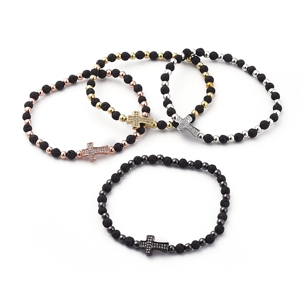 PandaHall Natural Lava Rock Beads Stretch Bracelets, with Brass Round Beads and Brass Micro Pave Cubic Zirconia Beads, Cross, Mixed Color...
PandaHall Natural Lava Rock Beads Stretch Bracelets, with Brass Round Beads and Brass Micro Pave Cubic Zirconia Beads, Cross, Mixed Color...