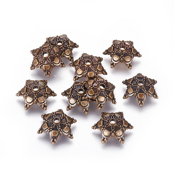 PandaHall CCB Plastic Bead Caps, Flower, 6-Petal, Antique Bronze, 18x4mm, Hole: 2.5mm Plastic
PandaHall CCB Plastic Bead Caps, Flower, 6-Petal, Antique Bronze, 18x4mm, Hole: 2.5mm Plastic