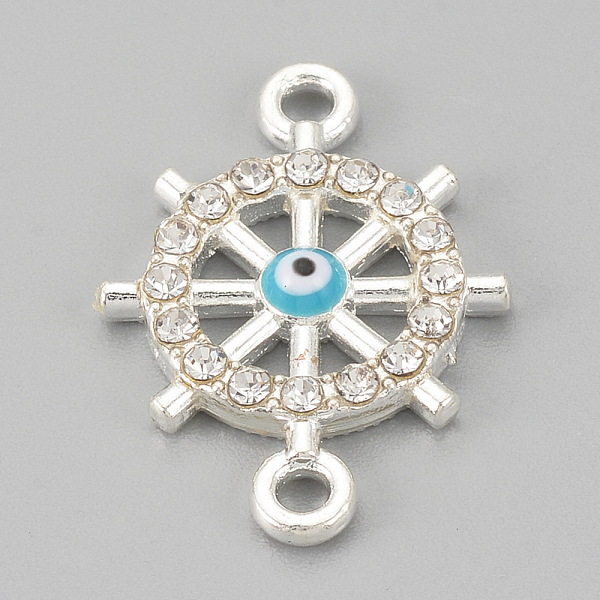PandaHall Alloy Rhinestone Links Connectors, Cadmium Free & Lead Free, Helm with Evil Eye, Sky Blue, Silver Color Plated, 20.5x14.5x2mm..., Clear
PandaHall Alloy Rhinestone Links Connectors, Cadmium Free & Lead Free, Helm with Evil Eye, Sky Blue, Silver Color Plated, 20.5x14.5x2mm..., Clear