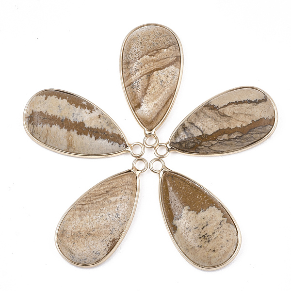 PandaHall Natural Picture Jasper Pendants, with Brass Findings, teardrop, Golden, 33x16~16.5x6mm, Hole: 2mm Picture Jasper Teardrop
PandaHall Natural Picture Jasper Pendants, with Brass Findings, teardrop, Golden, 33x16~16.5x6mm, Hole: 2mm Picture Jasper Teardrop