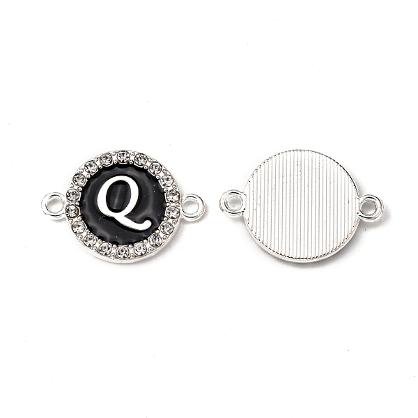 PandaHall Alloy Enamel Links Connectors, with Crystal Rhinestones, Flat Round with Letter, Silver Color Plated, Letter.Q, 22x16x2mm, Hole..., Black
PandaHall Alloy Enamel Links Connectors, with Crystal Rhinestones, Flat Round with Letter, Silver Color Plated, Letter.Q, 22x16x2mm, Hole..., Black