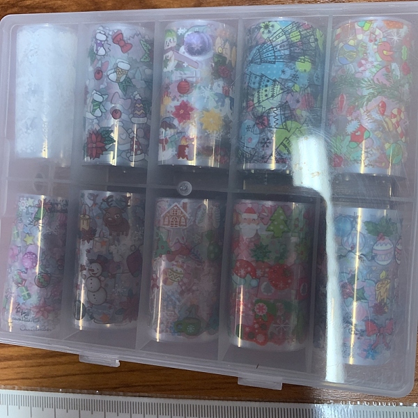 PandaHall Transfer Nail Stickers Set, Nail Art Sticker, Christmas Theme Pattern, Colorful, 1000x40mm, 10rolls/box Plastic
PandaHall Transfer Nail Stickers Set, Nail Art Sticker, Christmas Theme Pattern, Colorful, 1000x40mm, 10rolls/box Plastic