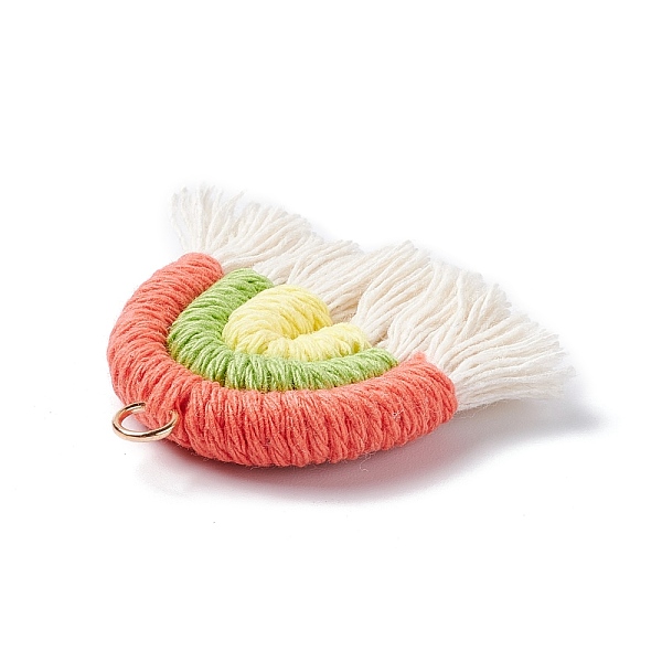 PandaHall Macrame Weaving Rainbow Tassel Pendants, with Golden Iron Loops, Tomato, 40~50x35~37x6.5mm, Hole: 4.2mm Cotton Red
PandaHall Macrame Weaving Rainbow Tassel Pendants, with Golden Iron Loops, Tomato, 40~50x35~37x6.5mm, Hole: 4.2mm Cotton Red