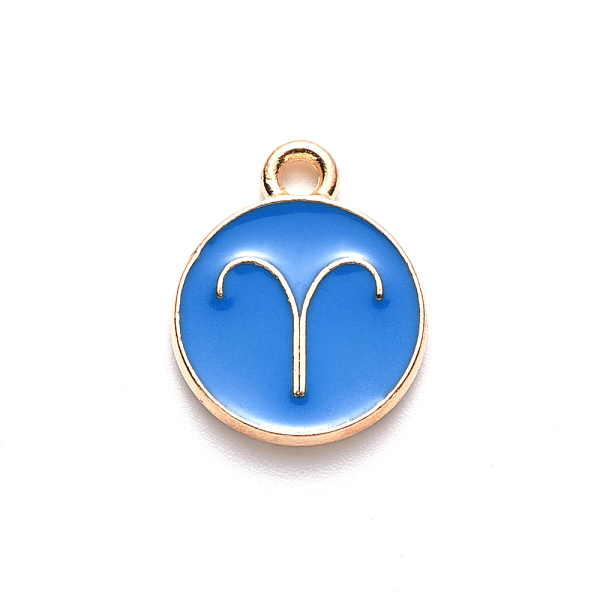 PandaHall Alloy Enamel Pendants, Cadmium Free & Lead Free, Flat Round with Constellation, Light Gold, Dodger Blue, Aries, 15x12x2mm, Hole...
PandaHall Alloy Enamel Pendants, Cadmium Free & Lead Free, Flat Round with Constellation, Light Gold, Dodger Blue, Aries, 15x12x2mm, Hole...