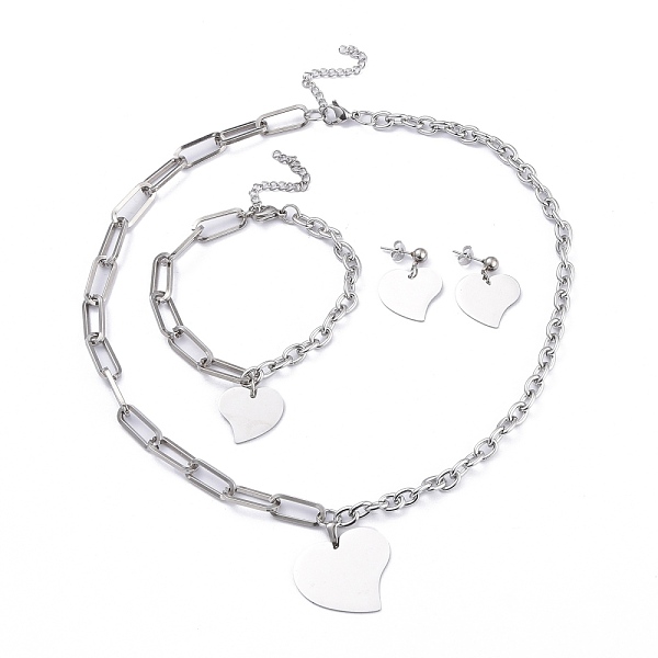 PandaHall 304 Stainless Steel Paperclip Chains & Cable Chain Jewelry Sets, Dangle Earrings & Pendant Necklaces & Charm Bracelets, Heart...
PandaHall 304 Stainless Steel Paperclip Chains & Cable Chain Jewelry Sets, Dangle Earrings & Pendant Necklaces & Charm Bracelets, Heart...