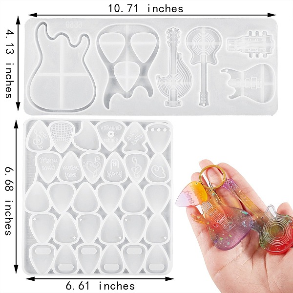 PandaHall 2PCS Guitar Pick Silicone Molds Sets, Resin Casting Molds, For DIY UV Resin, Epoxy Resin Craft Making, White, 105x272x10mm...
PandaHall 2PCS Guitar Pick Silicone Molds Sets, Resin Casting Molds, For DIY UV Resin, Epoxy Resin Craft Making, White, 105x272x10mm...