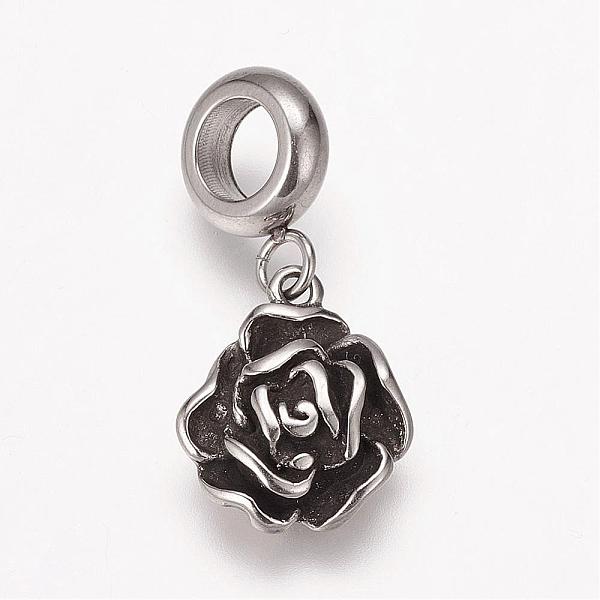 PandaHall 304 Stainless Steel European Dangle Charms, Large Hole Pendants, Rose Flower, Antique Silver, 24mm, Hole: 5mm, Pendant: 14x12x4mm...
PandaHall 304 Stainless Steel European Dangle Charms, Large Hole Pendants, Rose Flower, Antique Silver, 24mm, Hole: 5mm, Pendant: 14x12x4mm...