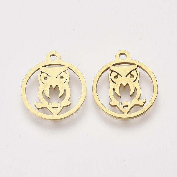 PandaHall 201 Stainless Steel Pendants, Laser Cut Pendants, Flat Round with Owl, Golden, 17x15x1mm, Hole: 1.4mm 201 Stainless Steel Flat...
PandaHall 201 Stainless Steel Pendants, Laser Cut Pendants, Flat Round with Owl, Golden, 17x15x1mm, Hole: 1.4mm 201 Stainless Steel Flat...