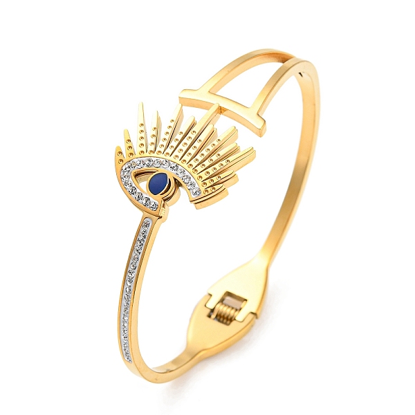 PandaHall Enamel Eye Bangle with Rhinestone, Ion Plating(IP) 304 Stainless Steel Hinged Bangle for Women, Real 18K Gold Plated, Inner..., Clear
PandaHall Enamel Eye Bangle with Rhinestone, Ion Plating(IP) 304 Stainless Steel Hinged Bangle for Women, Real 18K Gold Plated, Inner..., Clear