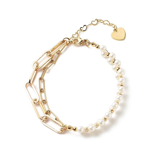 PandaHall Round Shell Pearl Beaded Bracelets, with Brass Paperclip Chains, Golden, White, 7-1/2 inch(19.1cm) Shell Pearl White
PandaHall Round Shell Pearl Beaded Bracelets, with Brass Paperclip Chains, Golden, White, 7-1/2 inch(19.1cm) Shell Pearl White