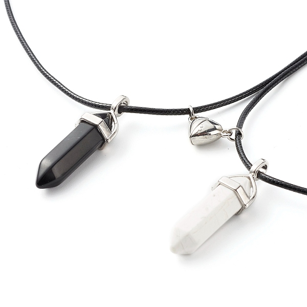 PandaHall Natural Howlite & Black Obsidian Double Terminated Pointed Pendants Necklaces Set for Couples Best Friends, Magnetic Heart Alloy...
PandaHall Natural Howlite & Black Obsidian Double Terminated Pointed Pendants Necklaces Set for Couples Best Friends, Magnetic Heart Alloy...