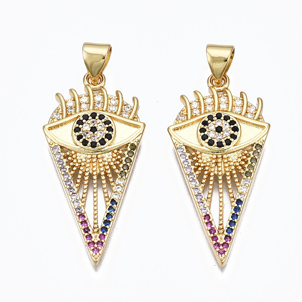 PandaHall Brass Micro Pave Cubic Zirconia Pendants, Nickel free, Eye, Real 16K Gold Plated, 31x15x3mm, Hole: 3x5mm Brass+Cubic Zirconia Eye
PandaHall Brass Micro Pave Cubic Zirconia Pendants, Nickel free, Eye, Real 16K Gold Plated, 31x15x3mm, Hole: 3x5mm Brass+Cubic Zirconia Eye