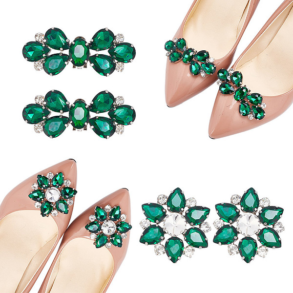 PandaHall ARRICRAFT 4Pcs 2 Style Flower Glass Rhinestone Shoe Decoration, Detachable Iron Shoe Buckle Clips, Emerald, 31~52x49~71x12~14mm..., Green
PandaHall ARRICRAFT 4Pcs 2 Style Flower Glass Rhinestone Shoe Decoration, Detachable Iron Shoe Buckle Clips, Emerald, 31~52x49~71x12~14mm..., Green