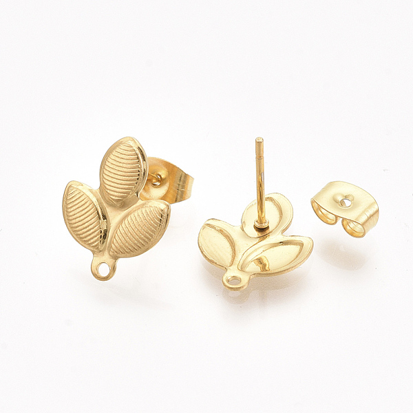 PandaHall 304 Stainless Steel Stud Earring Findings, with Loop and Ear Nuts/Earring Backs, Leaf, Real Gold Plated, 14x11mm, Hole: 1mm, Pin...
PandaHall 304 Stainless Steel Stud Earring Findings, with Loop and Ear Nuts/Earring Backs, Leaf, Real Gold Plated, 14x11mm, Hole: 1mm, Pin...