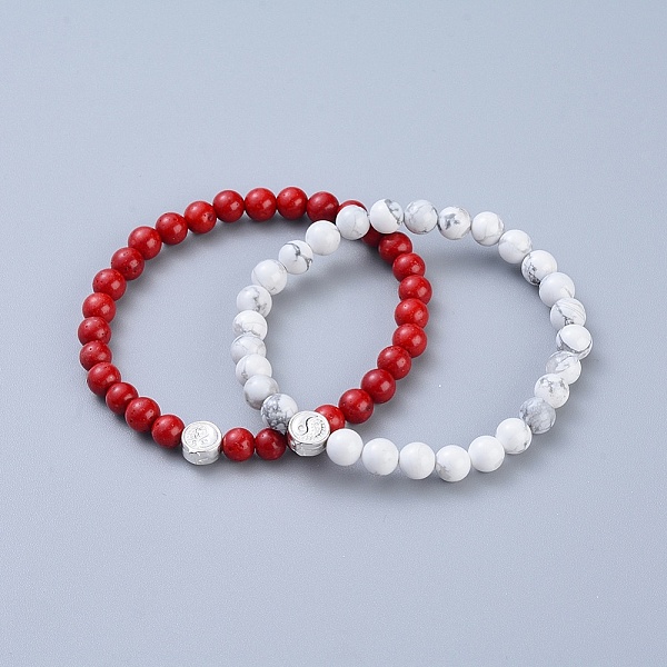 PandaHall Feng Shui Natural Howlite & Synthetic Grass Coral Beaded Stretch Bracelets, with 925 Sterling Silver Beads and Jewelry Box, Flat...
PandaHall Feng Shui Natural Howlite & Synthetic Grass Coral Beaded Stretch Bracelets, with 925 Sterling Silver Beads and Jewelry Box, Flat...
