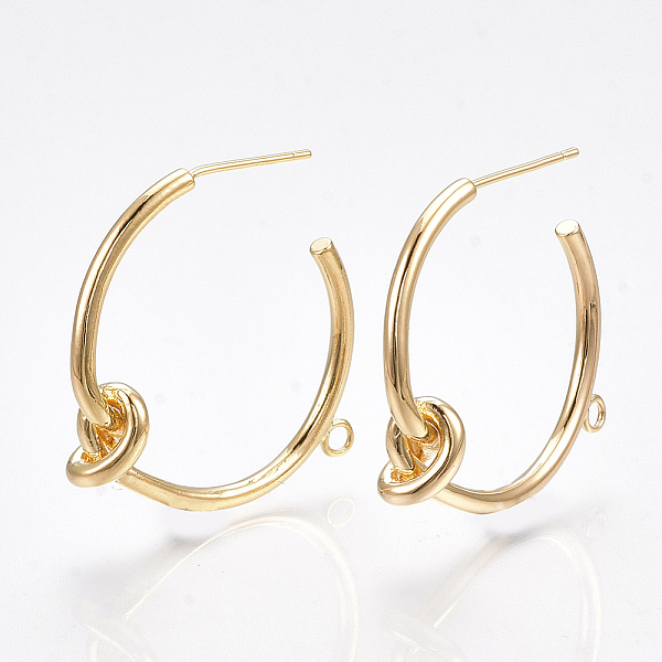 PandaHall Brass Stud Earring Findings, Half Hoop Earrings, with Loop, Knot, Nickel Free, Real 18K Gold Plated, 29x27x7mm, Hole: 1.6mm, Pin...
PandaHall Brass Stud Earring Findings, Half Hoop Earrings, with Loop, Knot, Nickel Free, Real 18K Gold Plated, 29x27x7mm, Hole: 1.6mm, Pin...