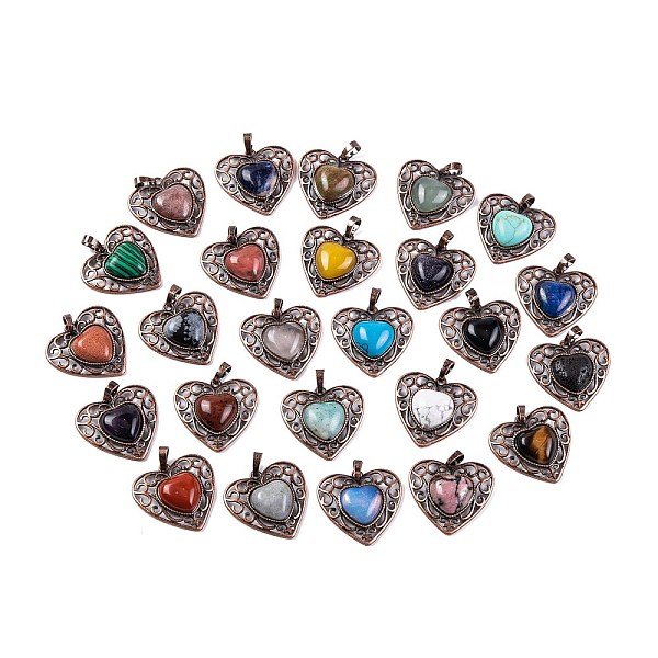 PandaHall Natural & Synthetic Mixed Gemstone Peach Love Heart Pendants, Rack Plating Brass Hollow Heart Charms, Cadmium Free & Lead Free...
PandaHall Natural & Synthetic Mixed Gemstone Peach Love Heart Pendants, Rack Plating Brass Hollow Heart Charms, Cadmium Free & Lead Free...