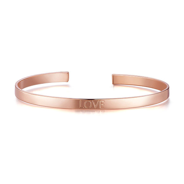 PandaHall SHEGRACE Brass Cuff Bangles, with Word Love, Rose Gold, 2-1/2 inch(6.55cm) Brass
PandaHall SHEGRACE Brass Cuff Bangles, with Word Love, Rose Gold, 2-1/2 inch(6.55cm) Brass