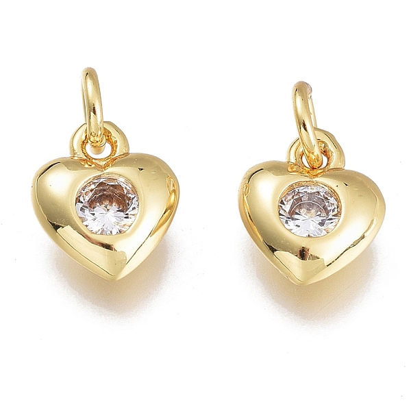 PandaHall Brass Micro Pave Cubic Zirconia Charms, with Jump Ring, Heart, Golden, Clear, 7.5x6.5x2.5mm, Hole: 1.5mm, Jump rings: 3.5x0.8mm...
PandaHall Brass Micro Pave Cubic Zirconia Charms, with Jump Ring, Heart, Golden, Clear, 7.5x6.5x2.5mm, Hole: 1.5mm, Jump rings: 3.5x0.8mm...
