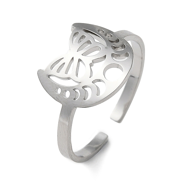 PandaHall 304 Stainless Steel Open Cuff Ring, Hollow Butterfly & Moon Phase, Stainless Steel Color, US Size 8 1/4(18.3mm). 304 Stainless...
PandaHall 304 Stainless Steel Open Cuff Ring, Hollow Butterfly & Moon Phase, Stainless Steel Color, US Size 8 1/4(18.3mm). 304 Stainless...
