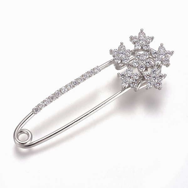 PandaHall Brass Micro Pave Cubic Zirconia Safety Brooch, Flower, Clear, Platinum, 58x20mm, Pin: 1.5mm Brass+Cubic Zirconia Clear
PandaHall Brass Micro Pave Cubic Zirconia Safety Brooch, Flower, Clear, Platinum, 58x20mm, Pin: 1.5mm Brass+Cubic Zirconia Clear