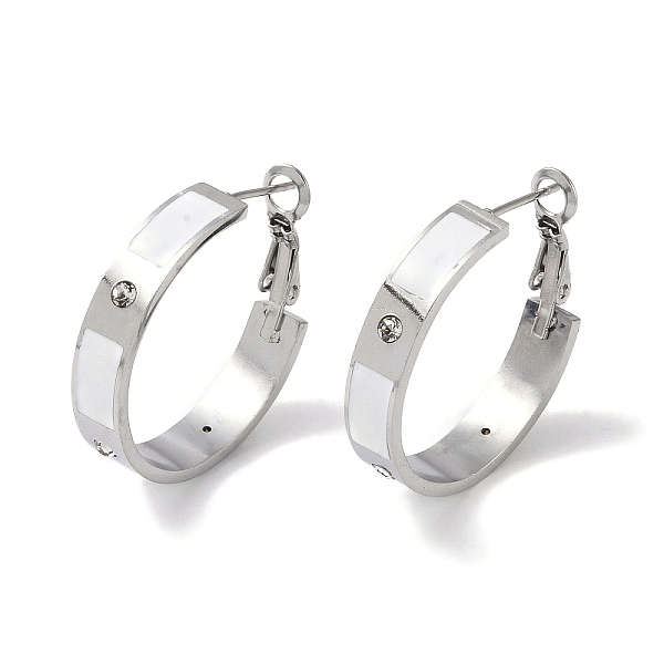PandaHall 304 Stainless Steel Rhinestone Hoop Earrings for Women, Enamel Style, Stainless Steel Color, 28x6mm 304 Stainless Steel White
PandaHall 304 Stainless Steel Rhinestone Hoop Earrings for Women, Enamel Style, Stainless Steel Color, 28x6mm 304 Stainless Steel White