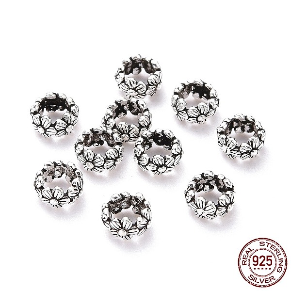 PandaHall 925 Sterling Silver Spacer Beads, Ring with Flower, Antique Silver, 6x3mm, Hole: 3.3mm Sterling Silver Ring
PandaHall 925 Sterling Silver Spacer Beads, Ring with Flower, Antique Silver, 6x3mm, Hole: 3.3mm Sterling Silver Ring