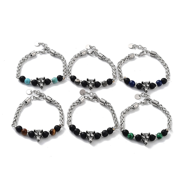 PandaHall Wolf Natural & Synthetic Mixed Gemstone Beaded Bracelets with 201 Stainless Steel Lobster Claw Clasps, 9 inch(22.9cm) Mixed Stone
PandaHall Wolf Natural & Synthetic Mixed Gemstone Beaded Bracelets with 201 Stainless Steel Lobster Claw Clasps, 9 inch(22.9cm) Mixed Stone