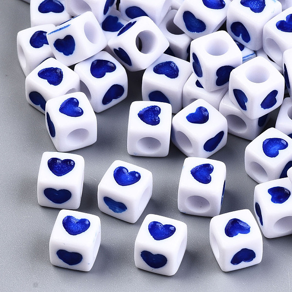 PandaHall Opaque Acrylic European Beads, Large Hole Cube Beads, with Heart Pattern, Blue, 7x7x7mm, Hole: 4mm Acrylic Cube Blue
PandaHall Opaque Acrylic European Beads, Large Hole Cube Beads, with Heart Pattern, Blue, 7x7x7mm, Hole: 4mm Acrylic Cube Blue