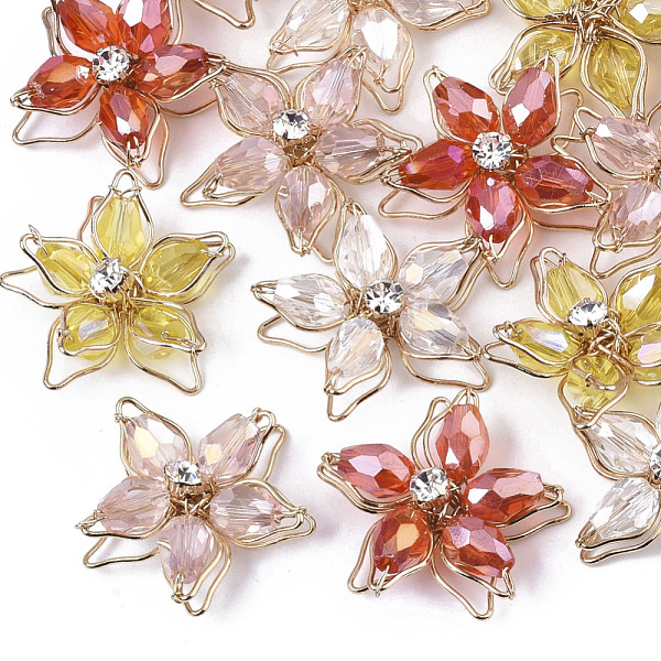 PandaHall Handmade Wire Wrapped Glass Pendants, with Faceted Glass Beads, Crystal Rhinestone and Light Gold Plated Brass Wire, Flower, Mixed..., Multicolor
PandaHall Handmade Wire Wrapped Glass Pendants, with Faceted Glass Beads, Crystal Rhinestone and Light Gold Plated Brass Wire, Flower, Mixed..., Multicolor