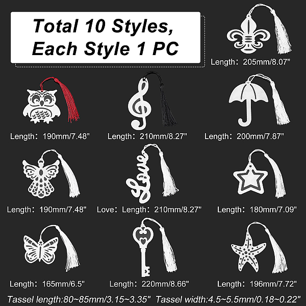 PandaHall AHANDMAKER 10 Pcs Stainless Steel Bookmarks, Cute Starfish Angel Butterfly Owl Bookmark, Metal Hollow Bookmark with Tassels for...
PandaHall AHANDMAKER 10 Pcs Stainless Steel Bookmarks, Cute Starfish Angel Butterfly Owl Bookmark, Metal Hollow Bookmark with Tassels for...
