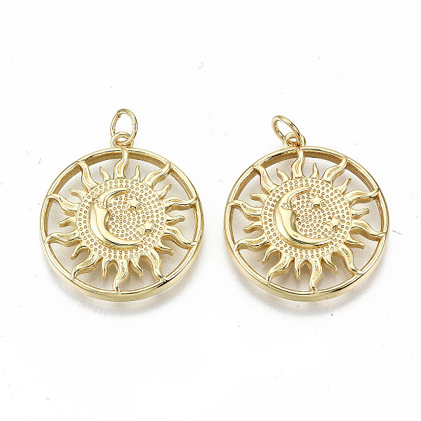 PandaHall Brass Pendants, with Jump Rings, Nickel Free, Sun with Moon, Real 16K Gold Plated, 24x22x3mm, Jump Ring: 5x0.8mm, 3.4mm inner...
PandaHall Brass Pendants, with Jump Rings, Nickel Free, Sun with Moon, Real 16K Gold Plated, 24x22x3mm, Jump Ring: 5x0.8mm, 3.4mm inner...