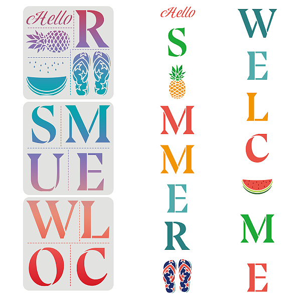 PandaHall FINGERINSPIRE 3 pcs Hello Summer Stencil 30x30cm Reusable Summer Stencil with Watermelon Lemon Slippers Pattern Weclome Stencil...
PandaHall FINGERINSPIRE 3 pcs Hello Summer Stencil 30x30cm Reusable Summer Stencil with Watermelon Lemon Slippers Pattern Weclome Stencil...