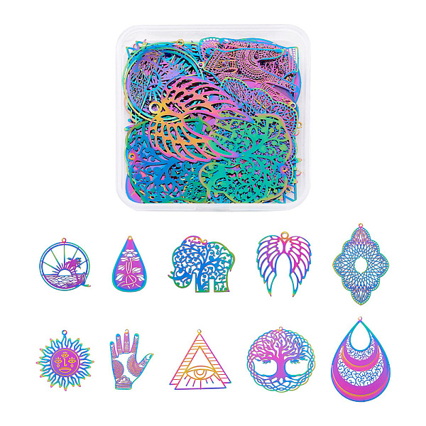 PandaHall Biyun 40Pcs 10 Style 201 & 304 Stainless Steel Pendants, Etched Metal Embellishments, Wing & Sun & Elephant, Rainbow Color...
PandaHall Biyun 40Pcs 10 Style 201 & 304 Stainless Steel Pendants, Etched Metal Embellishments, Wing & Sun & Elephant, Rainbow Color...