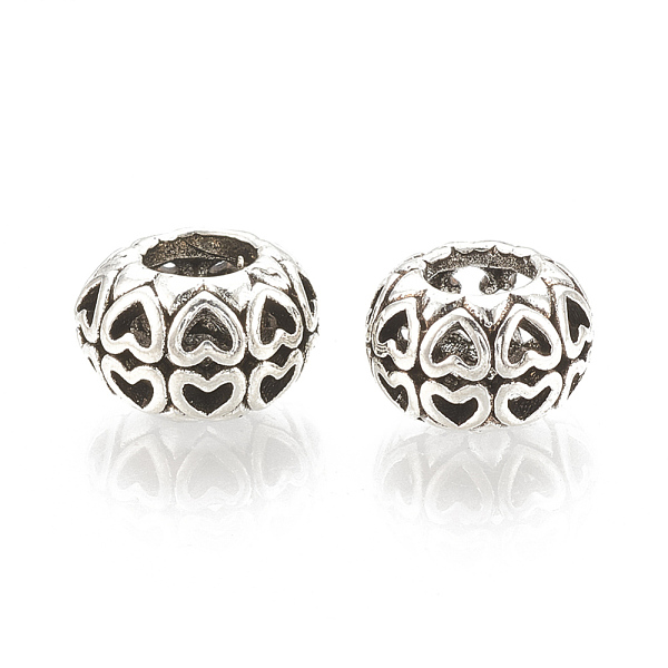 PandaHall Alloy European Beads, Large Hole Beads, Hollow, Rondelle with Heart, Antique Silver, 11x7.5mm, Hole: 5mm Alloy Rondelle
PandaHall Alloy European Beads, Large Hole Beads, Hollow, Rondelle with Heart, Antique Silver, 11x7.5mm, Hole: 5mm Alloy Rondelle