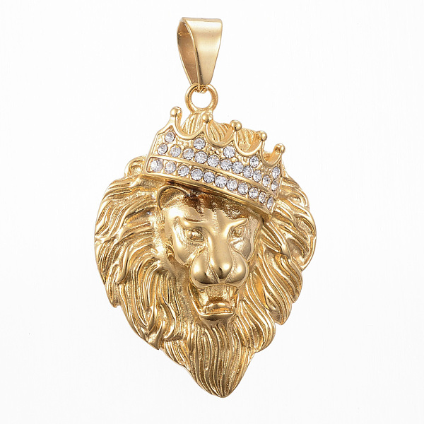 PandaHall 304 Stainless Steel Big Pendants, with Rhinestone, Lion, Golden, 53x38x15mm, Hole: 11x8mm Stainless Steel+Rhinestone Lion
PandaHall 304 Stainless Steel Big Pendants, with Rhinestone, Lion, Golden, 53x38x15mm, Hole: 11x8mm Stainless Steel+Rhinestone Lion