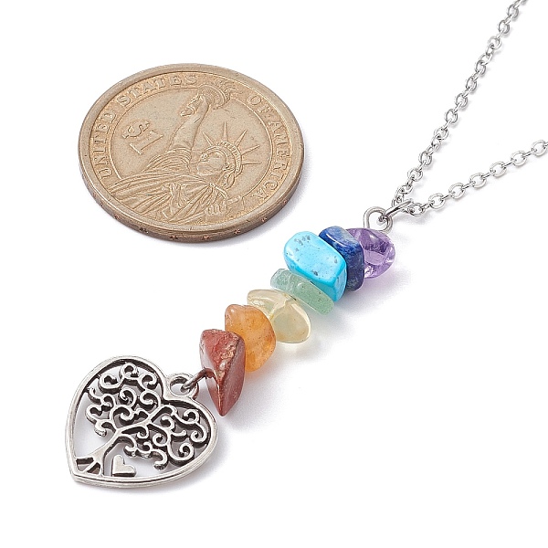 PandaHall Alloy Heart with Tree Pendant Necklace with 304 Stainless Steel Cable Chains, Natural & Synthetic Mixed Gemstone Chips Beaded...
PandaHall Alloy Heart with Tree Pendant Necklace with 304 Stainless Steel Cable Chains, Natural & Synthetic Mixed Gemstone Chips Beaded...