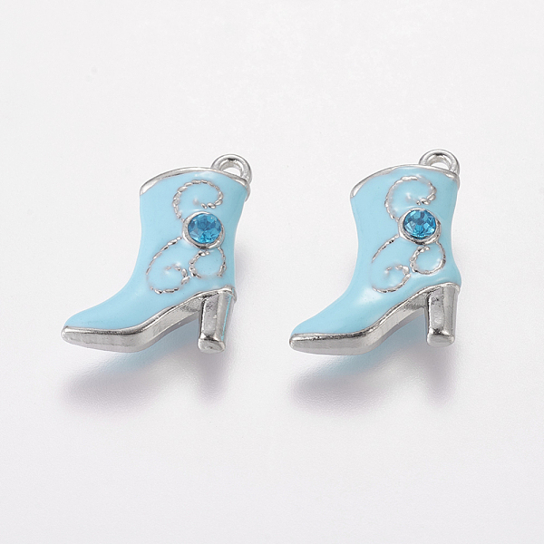 PandaHall Alloy Enamel Pendants, Cadmium Free & Lead Free, with Rhinestones, Platinum Color, Boot, Sky Blue, about 16mm wide, 21mm long...
PandaHall Alloy Enamel Pendants, Cadmium Free & Lead Free, with Rhinestones, Platinum Color, Boot, Sky Blue, about 16mm wide, 21mm long...