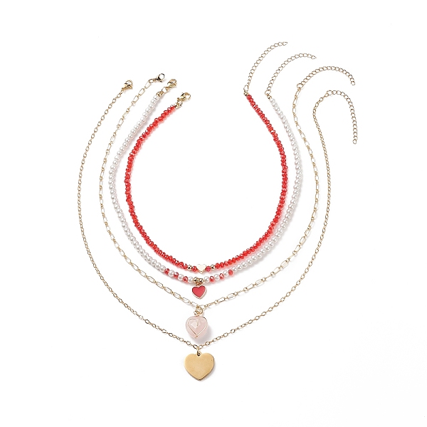 PandaHall 4Pcs 4 Style Natural Rose Quartz & 304 Stainless Steel & Alloy Enamel Pendant Necklaces Set, Glass Pearl Beaded Stackable..., Red
PandaHall 4Pcs 4 Style Natural Rose Quartz & 304 Stainless Steel & Alloy Enamel Pendant Necklaces Set, Glass Pearl Beaded Stackable..., Red