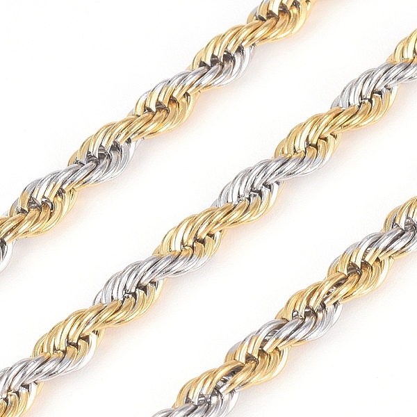 PandaHall 304 Stainless Steel Rope Chains, with Spool, Unwelded, Golden & Stainless Steel Color, 4mm, about 32.8 Feet(10m)/roll 304...
PandaHall 304 Stainless Steel Rope Chains, with Spool, Unwelded, Golden & Stainless Steel Color, 4mm, about 32.8 Feet(10m)/roll 304...