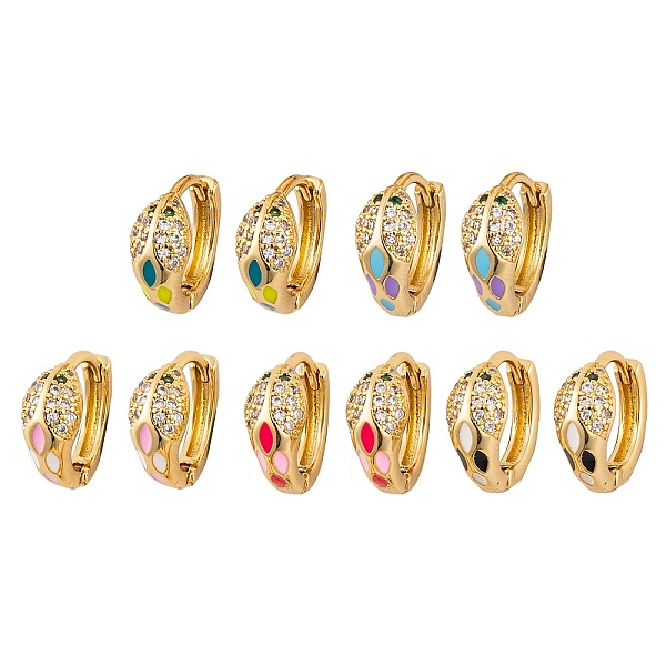 PandaHall Brass Micro Pave Cubic Zirconia Earrings, Snake Enamel Hoop Earrings for Women Men, Real 18K Gold Plated, Mixed Color, 14.5x6mm..., Multicolor
PandaHall Brass Micro Pave Cubic Zirconia Earrings, Snake Enamel Hoop Earrings for Women Men, Real 18K Gold Plated, Mixed Color, 14.5x6mm..., Multicolor