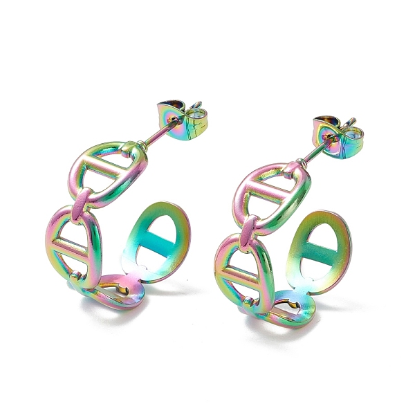 PandaHall 304 Stainless Steel C-shape Stud Earrings, Oval Link Wrap Half Hoop Earrings for Women, Rainbow Color, 21.5x20.5x7mm, Pin: 0.7mm...
PandaHall 304 Stainless Steel C-shape Stud Earrings, Oval Link Wrap Half Hoop Earrings for Women, Rainbow Color, 21.5x20.5x7mm, Pin: 0.7mm...