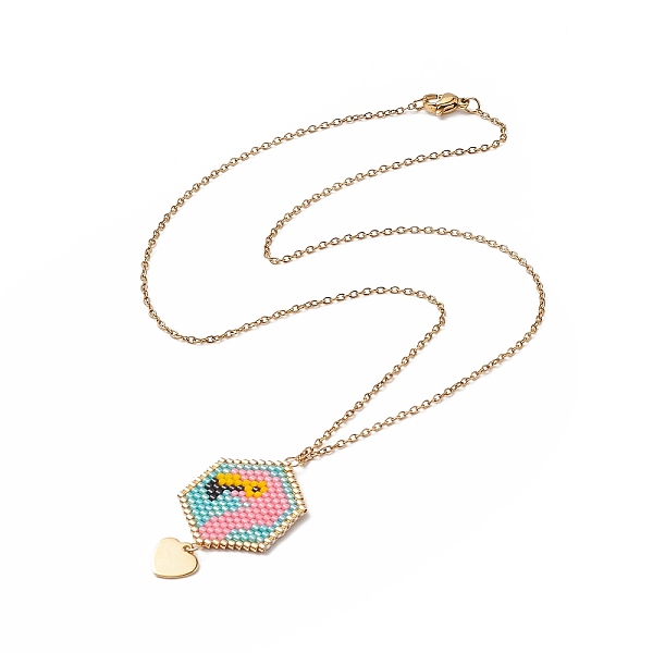 PandaHall Glass Seed Braided Hexagon with Flamingo Pendant Necklace, Golden 304 Stainless Steel Jewelry for Women, Golden, 17.72 inch(45cm)...
PandaHall Glass Seed Braided Hexagon with Flamingo Pendant Necklace, Golden 304 Stainless Steel Jewelry for Women, Golden, 17.72 inch(45cm)...