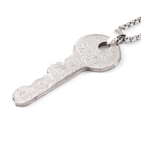 PandaHall Key 201 Stainless Steel Pendant Necklace, Box Chains, Stainless Steel Color, 23.70 inch(60.2cm) 201 Stainless Steel Key
PandaHall Key 201 Stainless Steel Pendant Necklace, Box Chains, Stainless Steel Color, 23.70 inch(60.2cm) 201 Stainless Steel Key