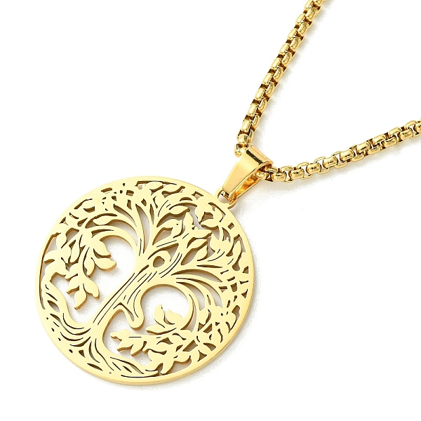 PandaHall Titanium Steel Pendant Necklaces, Box Chain, Tree of Life, Golden, 23.35~23.46 inch(59.3~59.6cm) Titanium Steel Tree of Life
PandaHall Titanium Steel Pendant Necklaces, Box Chain, Tree of Life, Golden, 23.35~23.46 inch(59.3~59.6cm) Titanium Steel Tree of Life