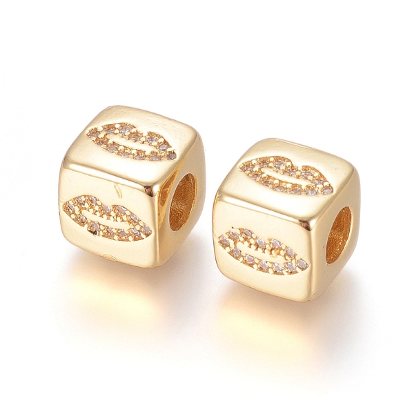 PandaHall Brass Micro Pave Cubic Zirconia European Beads, Large Hole Beads, Long-Lasting Plated, Cube with Lip Pattern, Clear, Golden...
PandaHall Brass Micro Pave Cubic Zirconia European Beads, Large Hole Beads, Long-Lasting Plated, Cube with Lip Pattern, Clear, Golden...