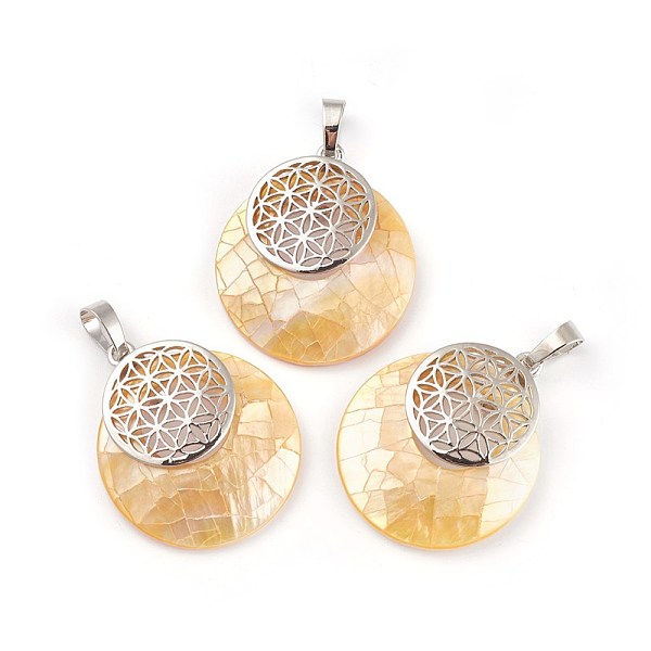 PandaHall Shell Pendants, Spiritual Charms, with Platinum Tone Brass Findings, Flat Round with Flower of Life/Sacred Geometry...
PandaHall Shell Pendants, Spiritual Charms, with Platinum Tone Brass Findings, Flat Round with Flower of Life/Sacred Geometry...