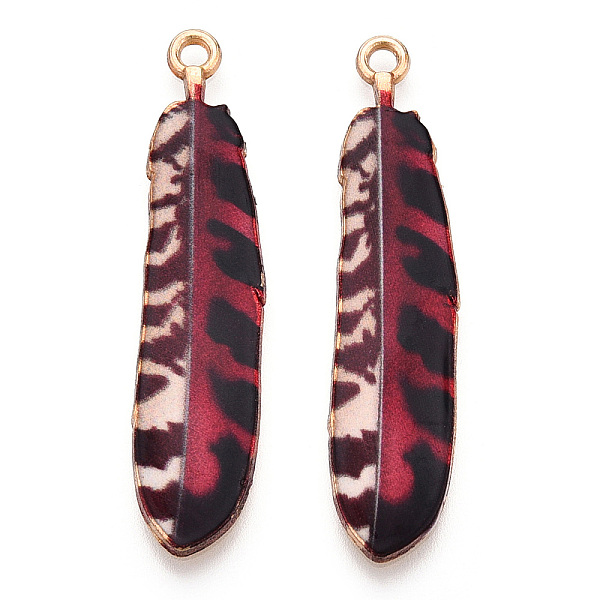 PandaHall Rack Plating Alloy Pendants, Printed, Lead Free & Cadmium Free & Nickel Free, Feather Charm, Light Gold, FireBrick, 38x9x1.5mm..., Red
PandaHall Rack Plating Alloy Pendants, Printed, Lead Free & Cadmium Free & Nickel Free, Feather Charm, Light Gold, FireBrick, 38x9x1.5mm..., Red