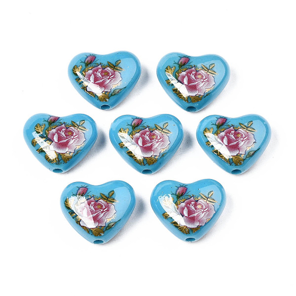 PandaHall Flower Printed Opaque Acrylic Heart Beads, Deep Sky Blue, 16x19x8mm, Hole: 2mm Acrylic Heart
PandaHall Flower Printed Opaque Acrylic Heart Beads, Deep Sky Blue, 16x19x8mm, Hole: 2mm Acrylic Heart